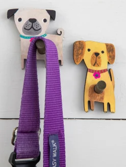 Adhesive Wooden Wall Hooks, Set of 2 - Dog