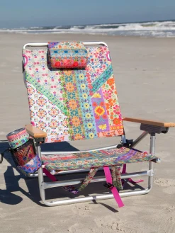 Backpack Beach Chair - Folk Flower Patchwork