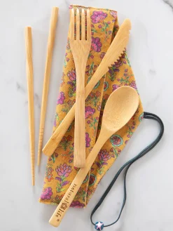 Bamboo Utensil Set - Mustard Dahlia