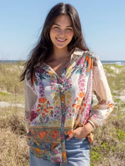 Barcelona Cotton Button Down - Paisley Floral Borders