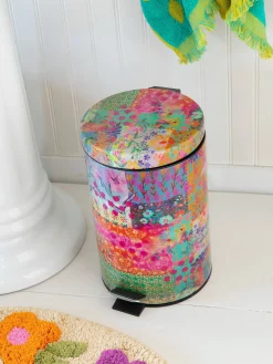 Bathroom Trash Can - Pink Watercolor Patchwork