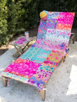 Beach Chair Towel u0026 Tote - Pink Watercolor Patchwork