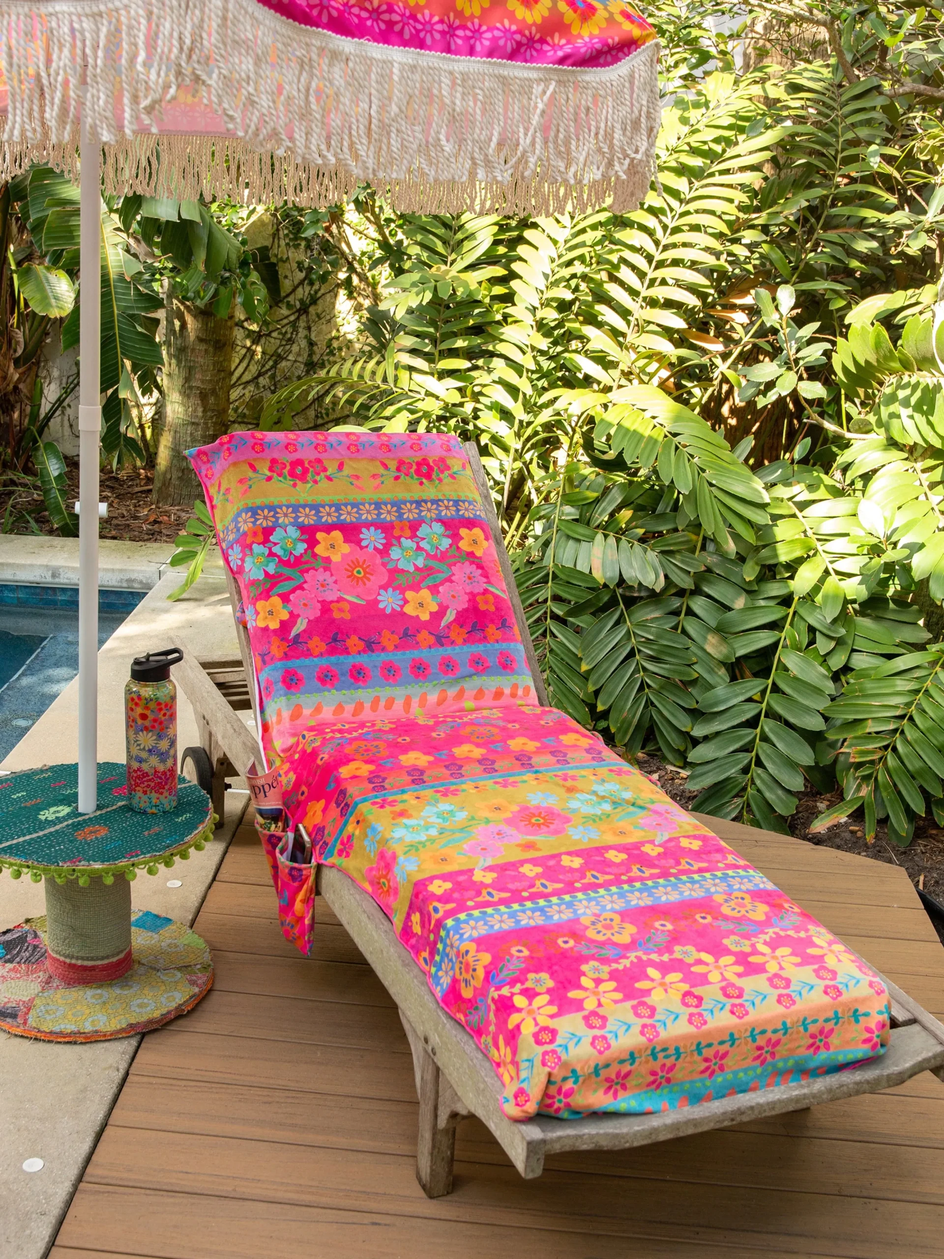 Beach Chair Towel u0026 Tote - Pink Border