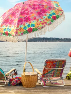 Beach Umbrella - Hot Pink Floral