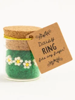 Beaded Daisy Ring - Cream