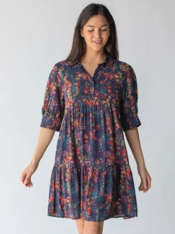Becca Mini Dress - Watercolor Indigo Floral