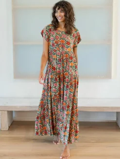 Berkley Maxi Dress - Tan Pink Floral