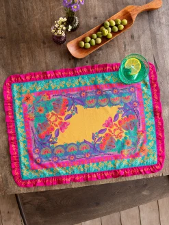 Bohemian Bungalow Ruffle Placemat - Mustard Borders