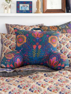Boho Backrest Pillow - Navy Folk Garden