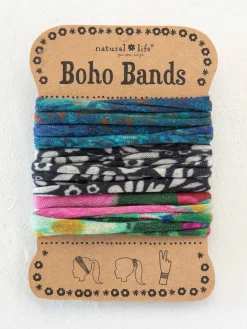 Boho Bands Hair Ties, Set of 3 - Blue Floral