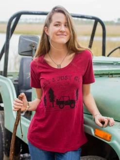 Boho Cotton Tee Shirt - Let's Just Go Cranberry
