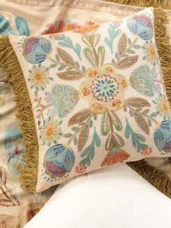 Boho Fringe Euro Sham - Cream Mandala