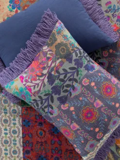Boho Fringe Shams, Set of 2 - Blue Patchwork