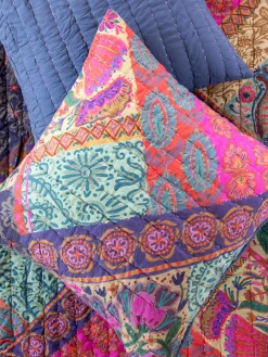Bungalow Reversible Cotton Euro Sham - Boho Blooms Patchwork