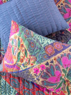 Bungalow Reversible Cotton Shams, Set of 2 - Boho Blooms Patchwork
