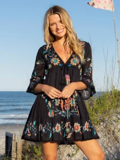 Capri Cotton Mini Dress - Black
