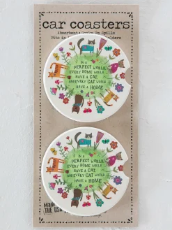 Car Coasters, Set of 2 - Every Cat Has A Home