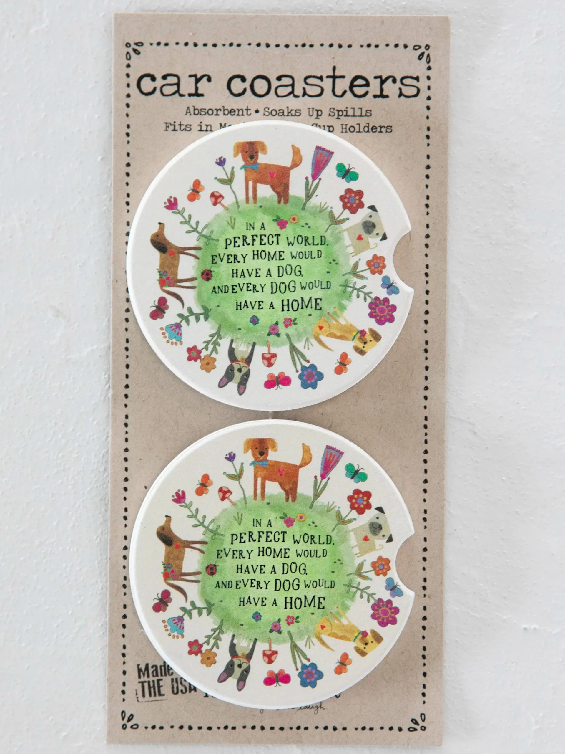 Car Coasters, Set of 2 - Every Dog Has A Home