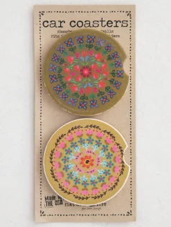 Car Coasters, Set of 2 - Flower Borders