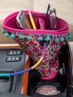 Car Cup Holder Organizer - Pink Floral