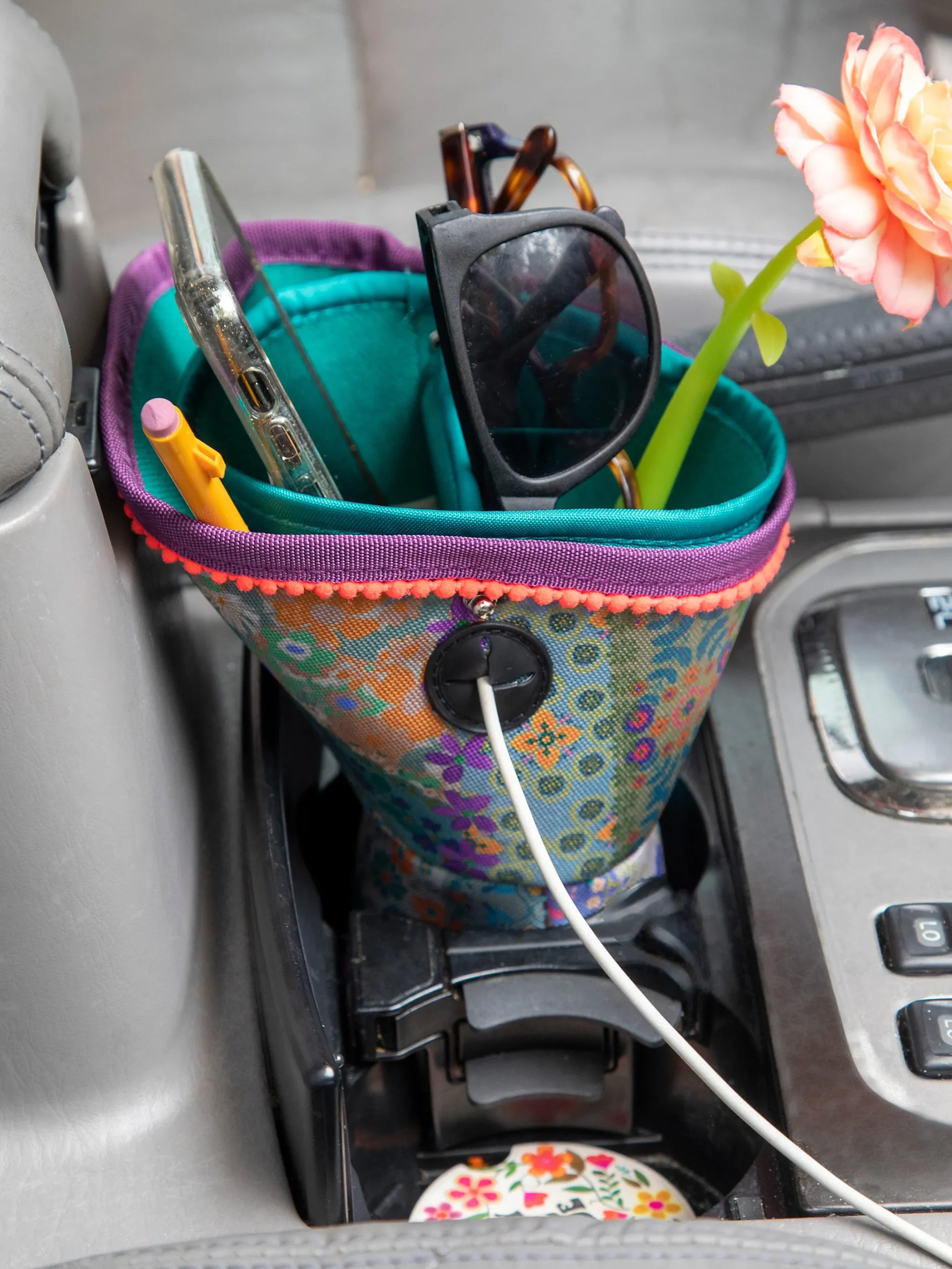 Car Cup Holder Organizer - Vintage Patchwork