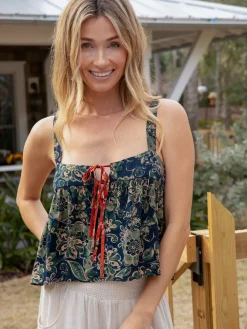 Cara Top - Navy Primrose