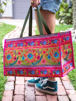 Carry All Happy Tote Bag - Floral Border
