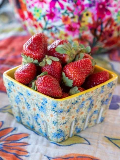 Ceramic Berry Colander - Yellow Floral