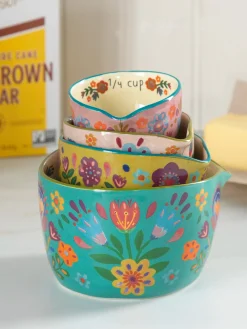 Ceramic Nesting Measuring Cups - Folk Flower