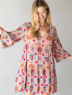 Charlotte Dress - Pink Folk Floral