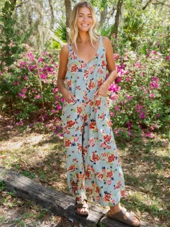 Chelsea Jumpsuit - Blue Rust Roses