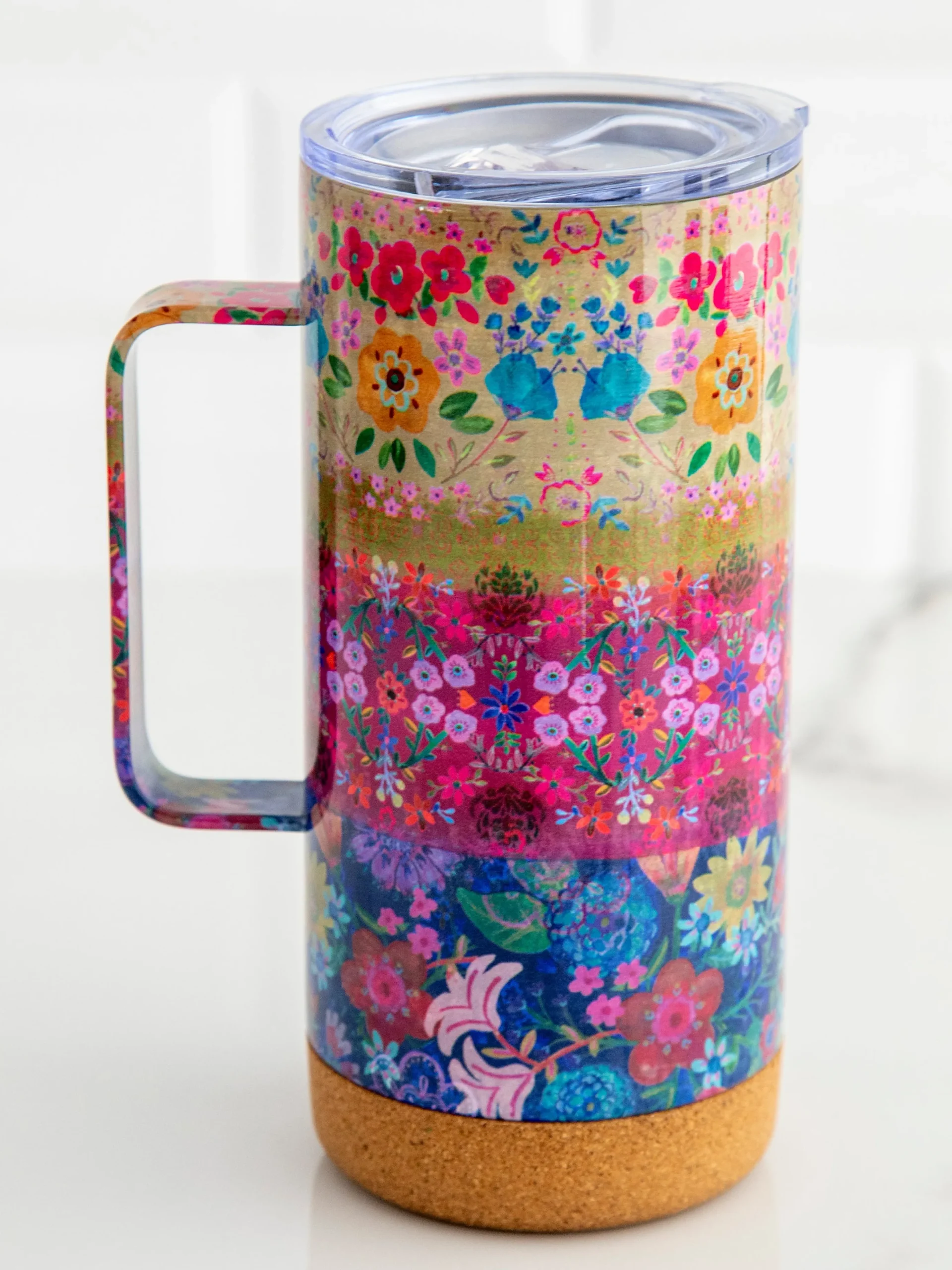 Cork Coffee Tumbler - Jewel Border