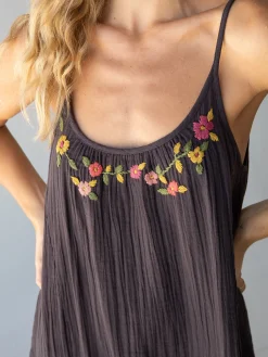 Cosette Embroidered Cotton Maxi Dress - Charcoal