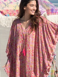 Cotton Ruffle Cover-Up - Leafy Pink Floral