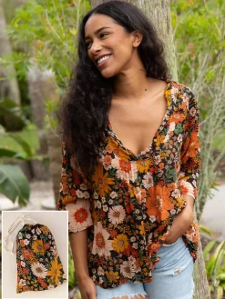 Cotton Tunic-In-A-Bag - Orange Floral