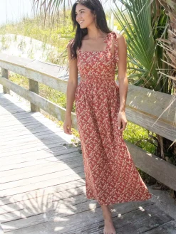 Courtney Maxi Dress - Rust Vines