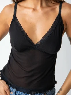 Deep V-Neck Cami - Black
