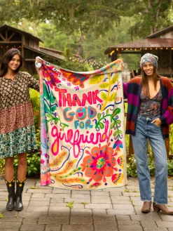 Double-Sided Cozy Throw Blanket - Thank God For Girlfriends