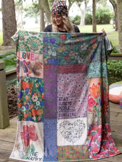 Double-Sided Cozy Throw Blanket - Patchwork Be Happy