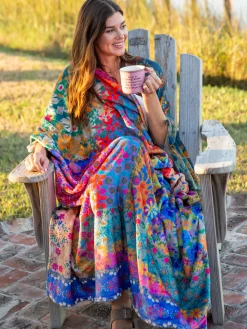 Double-Sided Cozy Throw Blanket - Bright Patchwork