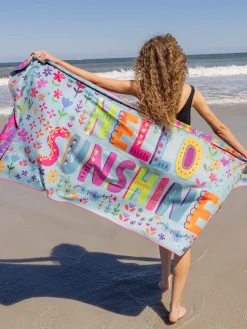 Double-Sided Microfiber Beach Towel - Hello Sunshine