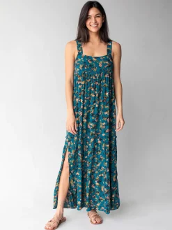 Eliza Maxi Dress - Dark Turquoise Floral
