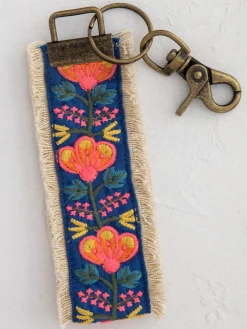 Embroidered Key Chain - Navy