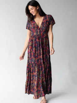 Evangeline Maxi Dress - Red Watercolor Floral