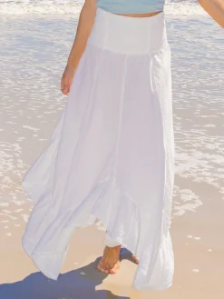 Feelin' Alive Convertible Cotton Midi Skirt - White