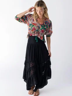 Feelin' Alive Lace Midi Skirt - Black