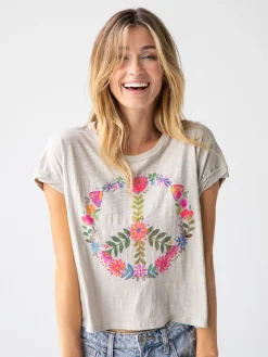 Frankie Cotton Boxy Tee Shirt - Moonstruck Peace Sign
