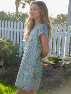 Frankie Knit Cotton Tee Mini Dress - Blue Floral