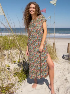 Frankie Knit Cotton Tee Midi Dress - Vintage Cream Floral