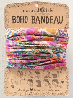 Full Boho Bandeau® Headband - Pink Floral Diamonds